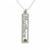 AJ's Collection Personalized Rectangle Open Name Sterling Silver Necklace With Birthstone Setting. Customized Name Charm, Choice of 925 Chain view 1