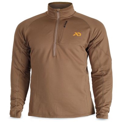 First Lite Men's Klamath Quarter Zip - Midweight Fleece Hunting Base Layer - Dry Earth - Medium