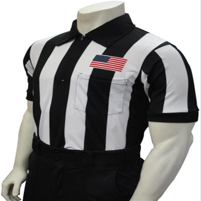 Smitty Official's Apparel Smitty Men's Short Sleeve Football Referee Shirt With 2 1/4 inch Stripes & USA Flag (Small)