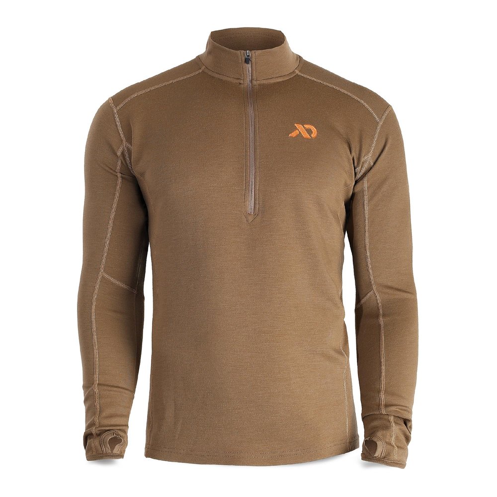 First Lite Men's Kiln Quarter-Zip - Merino Wool Midweight Hunting Base Layer - Dry Earth - Small