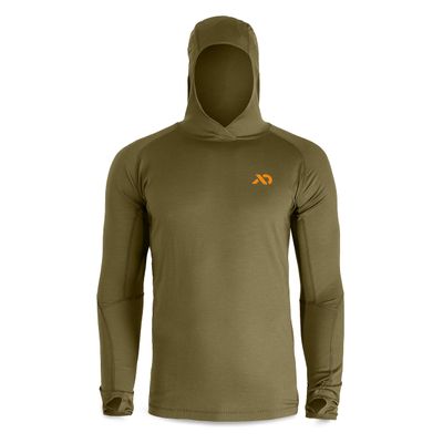 First Lite Mens Wick Hoody - Merino Wool Ultralight Camo Hunting Base Layer, Quick Dry, UV Protection Hunting Clothing, Conifer, Large