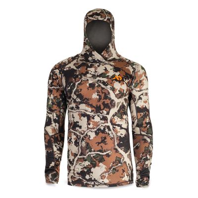 First Lite Mens Wick Hoody - Merino Wool Ultralight Camo Hunting Base Layer, Quick Dry, UV Protection Hunting Clothing, First Lite Fusion, Small