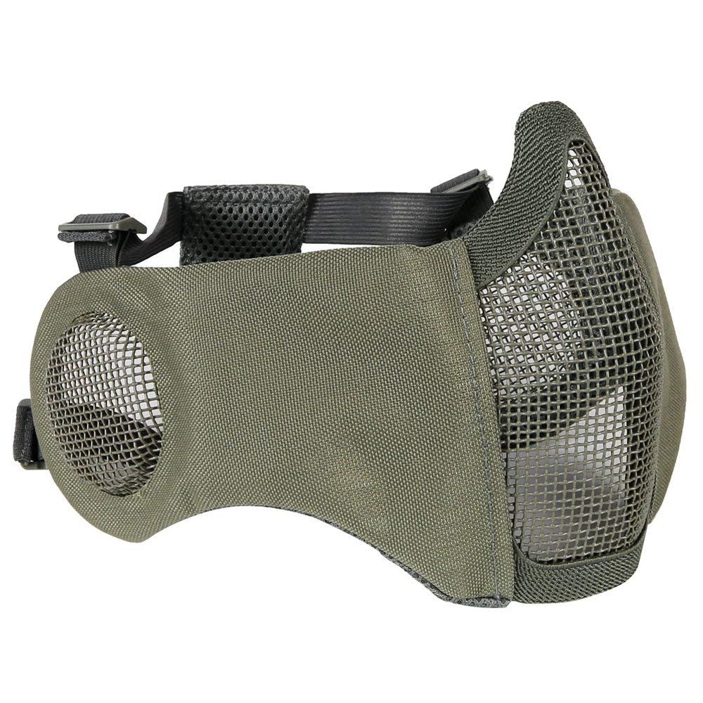 AOUTACC Airsoft Mask, Half Face Mesh Masks with Ear Protection for CS/Hunting/Paintball/Shooting (Mesh Ear, Gray)