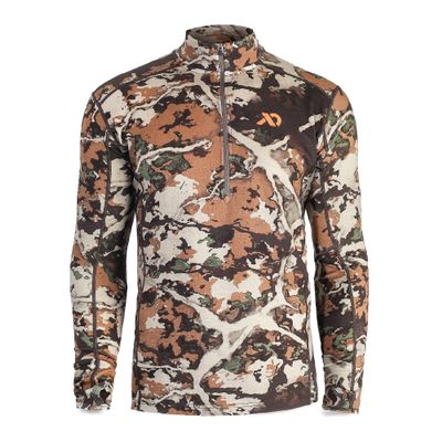First Lite Men's Kiln Quarter-Zip - Merino Wool Midweight Camo Hunting Base Layer - First Lite Fusion - Medium