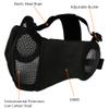 AOUTACC Airsoft Mesh Mask, Half Face Mesh Masks with Ear Protection for CS/Hunting/Paintball/Shooting (Mesh Ear, BK) view 2
