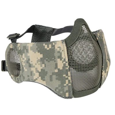 AOUTACC Airsoft Mesh Mask, Half Face Mesh Masks with Ear Protection for CS/Hunting/Paintball/Shooting (Mesh Ear, ACU)