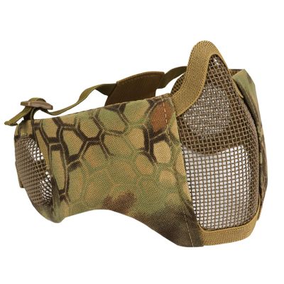 AOUTACC Airsoft Mesh Mask, Half Face Mesh Masks with Ear Protection for CS/Hunting/Paintball/Shooting (Mesh Ear, MA)