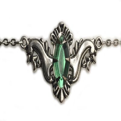 Moon Maiden Jewelry Simple Flourish Headpiece w/Light Peridot Green Stone