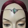Moon Maiden Jewelry Simple Flourish Headpiece w/Light Peridot Green Stone view 2