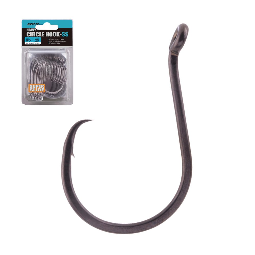 BKK Offset Heavy Circle Hook | 10/0 | 25-Pack | 2X | Super Slide Coating | Needle Point