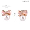 GRACE JUN Gold Plated bow-knot shape Pearl Clip on Earrings No Pierced for Women Ear Clip (Pink) view 4