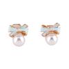 GRACE JUN Gold Plated bow-knot shape Pearl Clip on Earrings No Pierced for Women Ear Clip (Blue) view 1