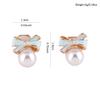 GRACE JUN Gold Plated bow-knot shape Pearl Clip on Earrings No Pierced for Women Ear Clip (Blue) view 3