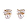 GRACE JUN Gold Plated bow-knot shape Pearl Clip on Earrings No Pierced for Women Ear Clip (White) view 1