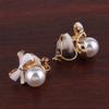 GRACE JUN Gold Plated bow-knot shape Pearl Clip on Earrings No Pierced for Women Ear Clip (White) view 2