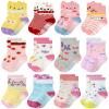 RATIVE Non Skid Anti Slip Cotton Dress Crew Socks With Grips For Baby Infant Toddler Kids Girls (1-3T, 12-pairs/RG-820726) view 1