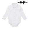 Alvivi Infant Toddler Baby Boys' Short/Long Sleeves Formal Dress Shirt Bodysuit Romper Wedding Party Outfits White&Black 12-18 Months view 1