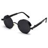 kachawoo Retro Round Sunglasses for Men Gift Women Metal Frame Sun Glasses Steampunk (full black) view 1