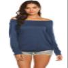 Halife Women's Long Sleeve Boat Neck Off Shoulder Blouse Tops (S, Dark Blue) view 2