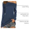 Halife Women's Long Sleeve Boat Neck Off Shoulder Blouse Tops (S, Dark Blue) view 4