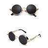 kachawoo Retro Round Sunglasses for Men Gift Women Metal Frame Sun Glasses Steampunk (gold with black) view 4