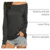Halife Off Shoulder Tops for Women Long Sleeve Baggy Loose Fit (M, Dark Gray) view 4