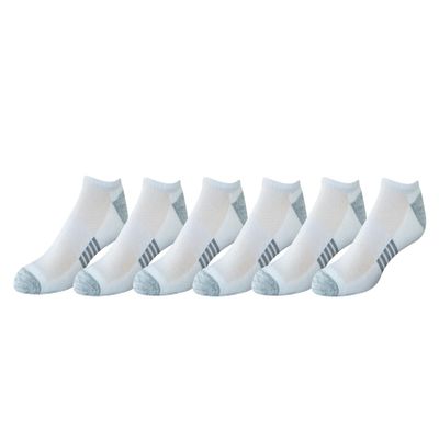 Amazon Essentials Men's Cotton Performance Cushioned No Show Athletic Running Socks, 6 Pairs, White, 13-15