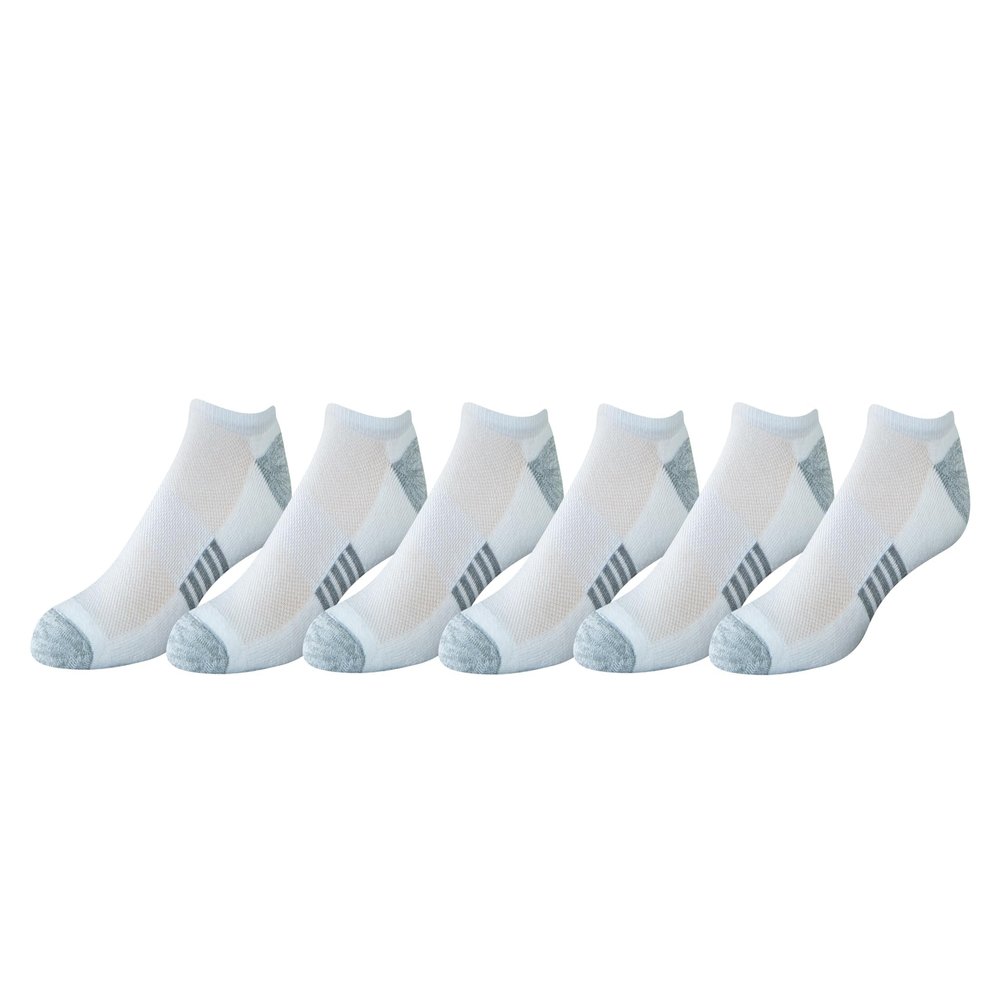 Amazon Essentials Men's Cotton Performance Cushioned No Show Athletic Running Socks, 6 Pairs, White, 13-15