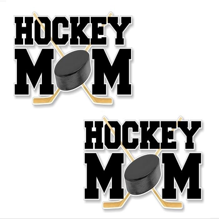 2 Hockey MOM 7'' Decals Sports Mother Support Gift Coach Ice Rink Team Gifts Vinyl Stickers (Hockey Mom (4''x 7" - 2 Decals))