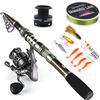 Sougayilang Telescopic Fishing Rod Reel Combos with Carbon Fiber Fishing Pole Spinning Reels and Fishing Accessories for Travel Ocean Saltwater Freshwater Fishing(2.7M/8.86FT) view 1