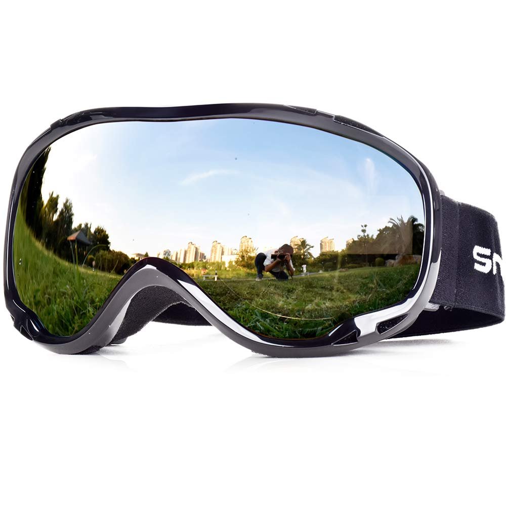HUBO SPORTS Ski Goggles with OTG for Men, Women Adult Youth,Snowboard Goggles of Dual Lens with Anti Fog UV Pretection for Girls (BBPSilver)