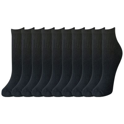 Amazon Essentials Women's Cushioned Cotton Ankle Socks, 10 Pairs, Black, 8-12