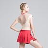117129001 Wide Waist and Two-Double Pleated Skirt Pull On Wrap Ballet Skirt (Free Size, red) view 4