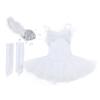 Agoky Kids Girls Sequined Ballet Dance Leotard Tutu Dress with Fingerless Long Gloves Hair Clip Set White 4-5 view 2