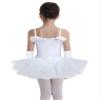 Agoky Kids Girls Sequined Ballet Dance Leotard Tutu Dress with Fingerless Long Gloves Hair Clip Set White 4-5 view 4
