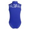 Agoky Girls Floral Lace Ballet Dance Leotard Turtle Neck Retro Gymnastics Unitard Biketard Training Practice Outfit Dancewear Blue 5-6 Years view 1
