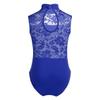 Agoky Girls Floral Lace Ballet Dance Leotard Turtle Neck Retro Gymnastics Unitard Biketard Training Practice Outfit Dancewear Blue 5-6 Years view 2