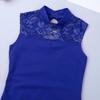 Agoky Girls Floral Lace Ballet Dance Leotard Turtle Neck Retro Gymnastics Unitard Biketard Training Practice Outfit Dancewear Blue 5-6 Years view 4