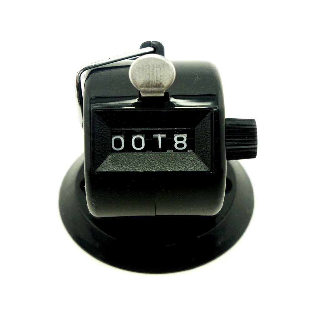 HAND Black Four Digit Handheld & Tabletop Tally Counter Clicker