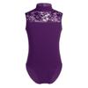 Agoky Girls Floral Lace Ballet Dance Leotard Turtle Neck Retro Gymnastics Unitard Biketard Training Practice Outfit Dancewear Purple 13-14 Years view 1
