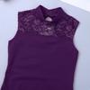 Agoky Girls Floral Lace Ballet Dance Leotard Turtle Neck Retro Gymnastics Unitard Biketard Training Practice Outfit Dancewear Purple 13-14 Years view 4