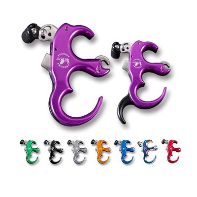 AMEYXGS Archery Release Aids 3 Finger or 4 Finger Automatic Release Aids Aluminum Alloy Adjustable Thumb Trigger Detachable Thumb Grip for Compound BowPurple
