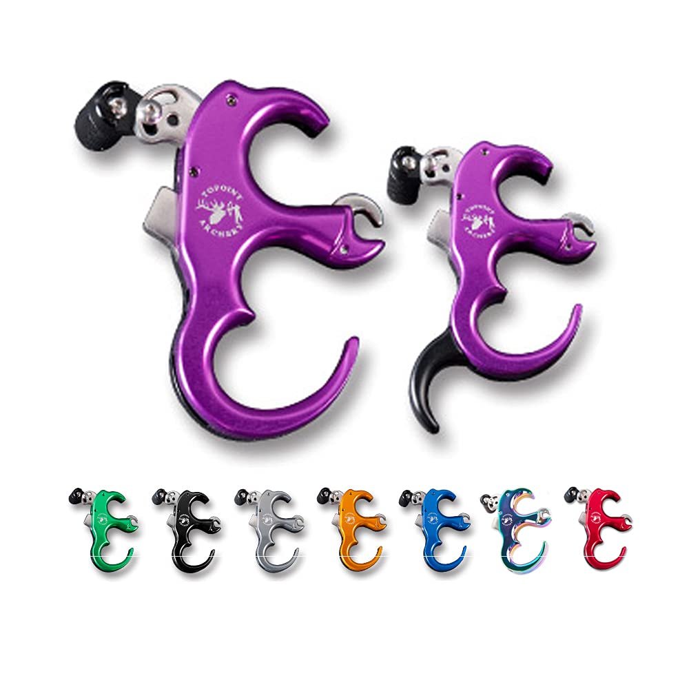 AMEYXGS Archery Release Aids 3 Finger or 4 Finger Automatic Release Aids Aluminum Alloy Adjustable Thumb Trigger Detachable Thumb Grip for Compound BowPurple