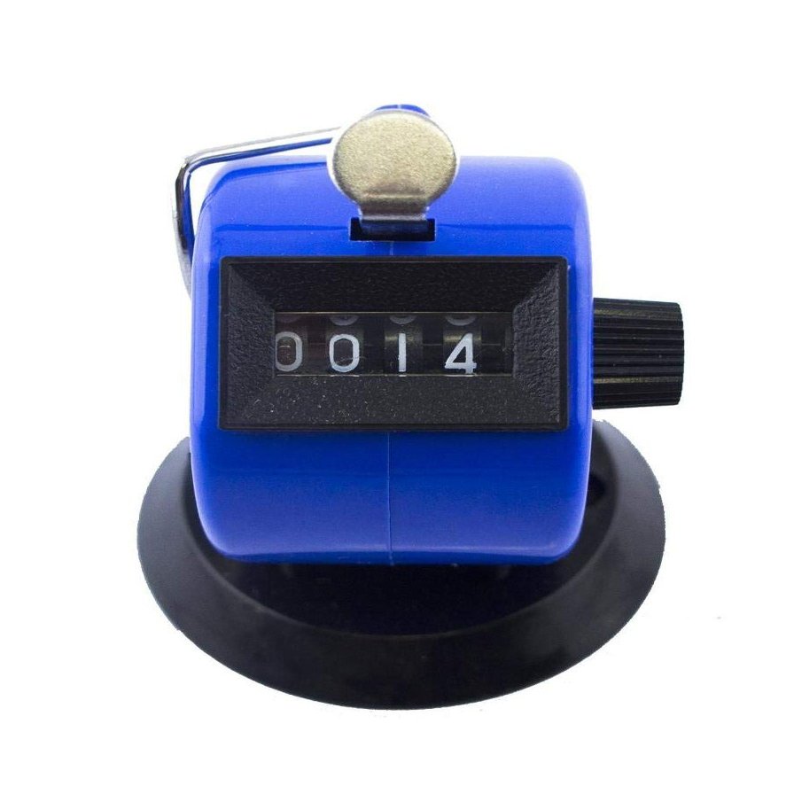 HAND Blue Four Digit Handheld & Tabletop Tally Counter Clicker