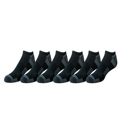 Amazon Essentials Men's 6-Pack Performance Cotton Cushioned Athletic No-Show Socks, Black, Shoe Size: 12-16