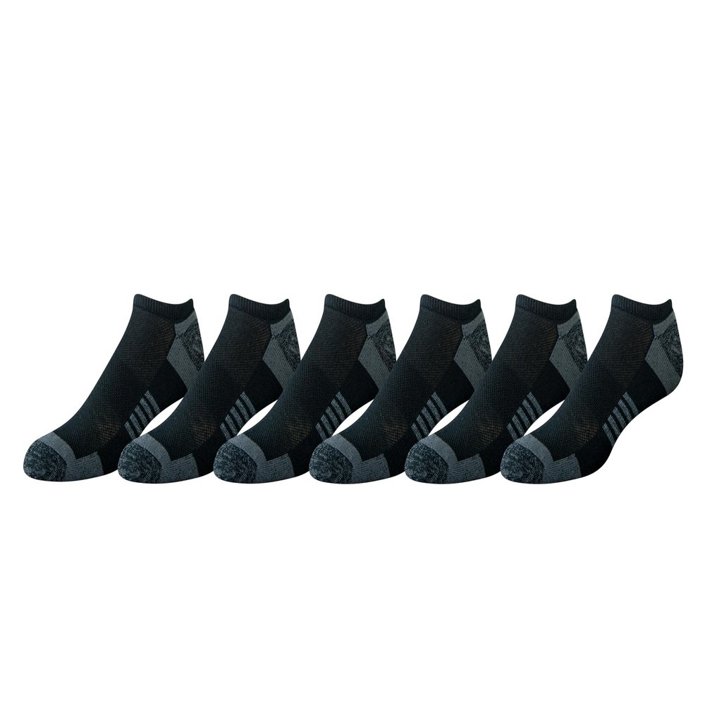 Amazon Essentials Men's 6-Pack Performance Cotton Cushioned Athletic No-Show Socks, Black, Shoe Size: 12-16