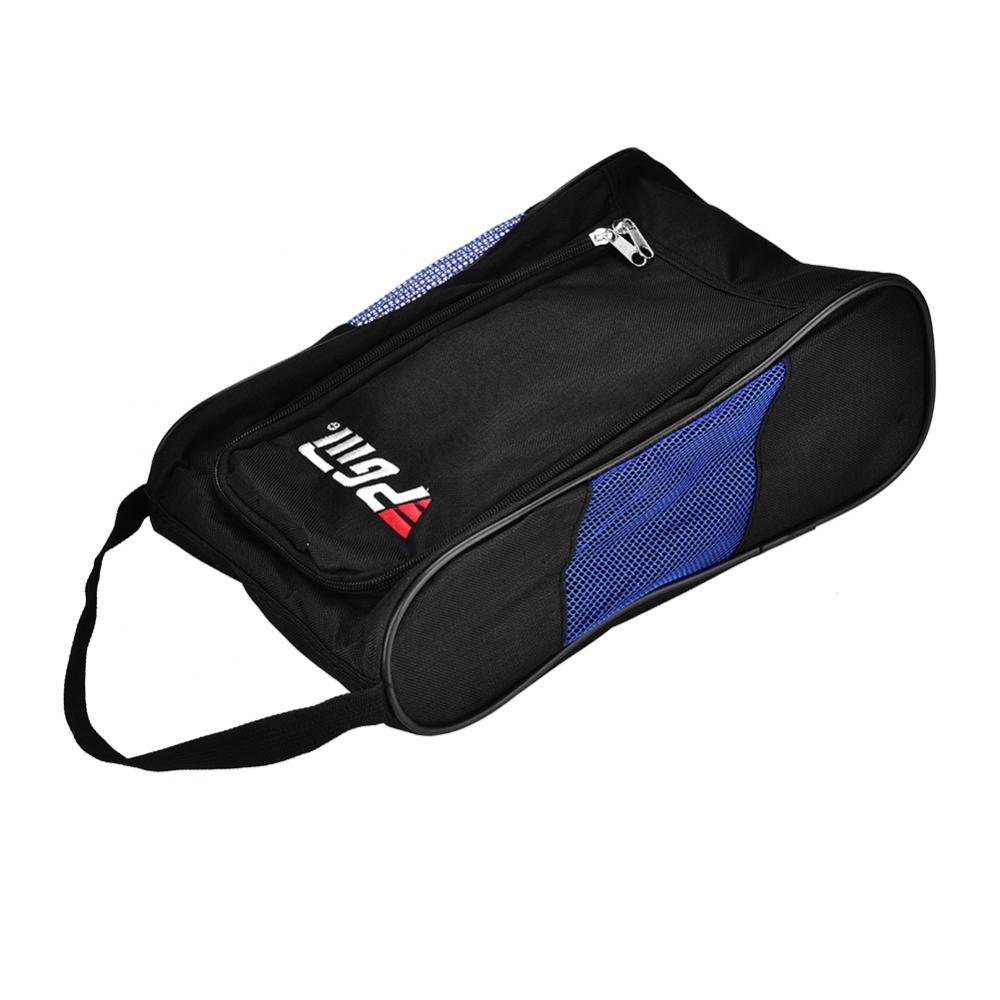 Shoes Bag, Portable Double Zipper Breathable Shoe Carrier Storage Organizer with Breathable Mesh Design Black + Blue, Tear-Re