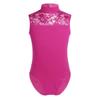 Agoky Girls Floral Lace Ballet Dance Leotard Turtle Neck Retro Gymnastics Unitard Biketard Training Practice Outfit Dancewear Rose Red 7-8 Years view 1