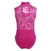 Agoky Girls Floral Lace Ballet Dance Leotard Turtle Neck Retro Gymnastics Unitard Biketard Training Practice Outfit Dancewear Rose Red 7-8 Years view 2