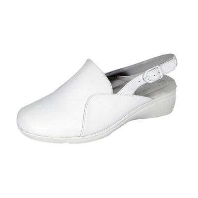 24 Hour Comfort Tania (1049) Women's Wide Width Comfort Leather Slingback Mules White 5